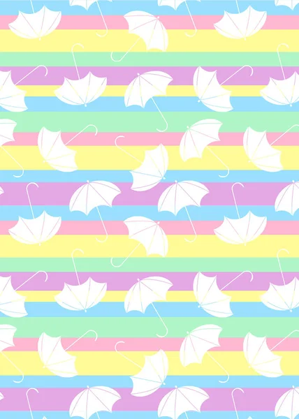 Motif avec parapluie multicolore sur ligne abstraite — Image vectorielle