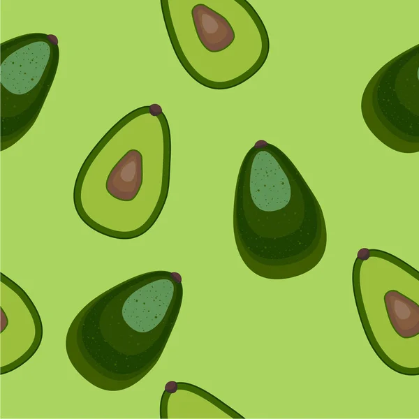 Pattern with fruit slices of avocado — Stock Vector