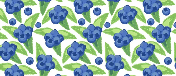 Motif avec des feuilles et des bleuets — Image vectorielle