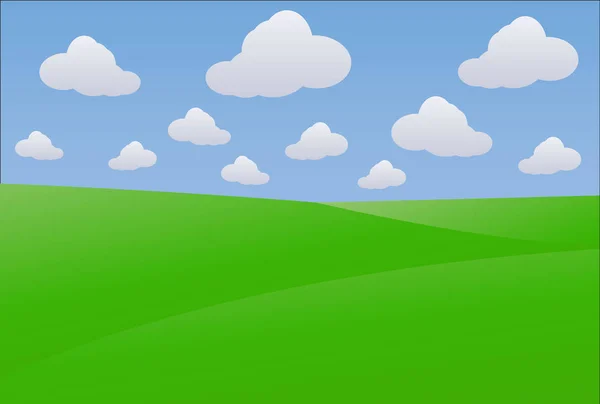 Paysage estival avec un champ vert — Image vectorielle