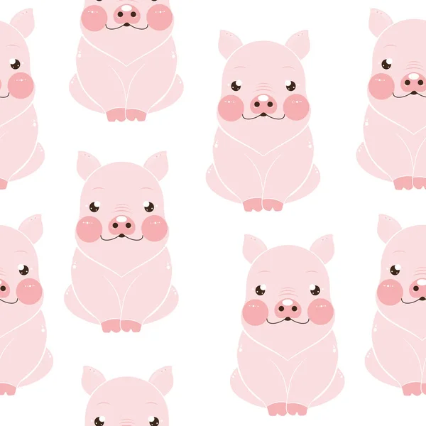 Cute pink pigs pattern — Stock Vector