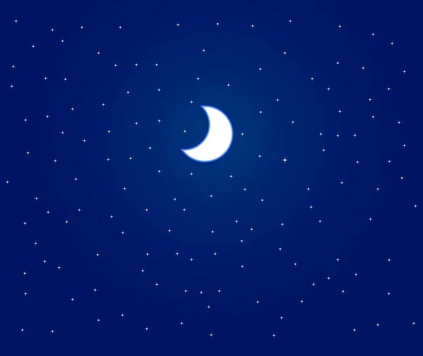 LUNE sur le ciel nocturne avec des étoiles — Image vectorielle
