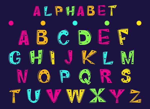 set of cheerful letters of the English alphabet