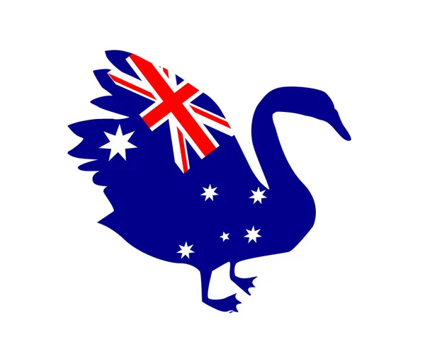 Black Swan silhouette with the flag of Australia — Stock Vector
