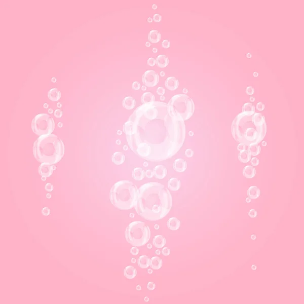 ピンクに隔離された気泡水中セット — ストックベクタ