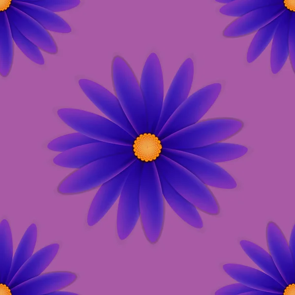 Muster mit Blumen mit violetten Blütenblättern — Stockvektor