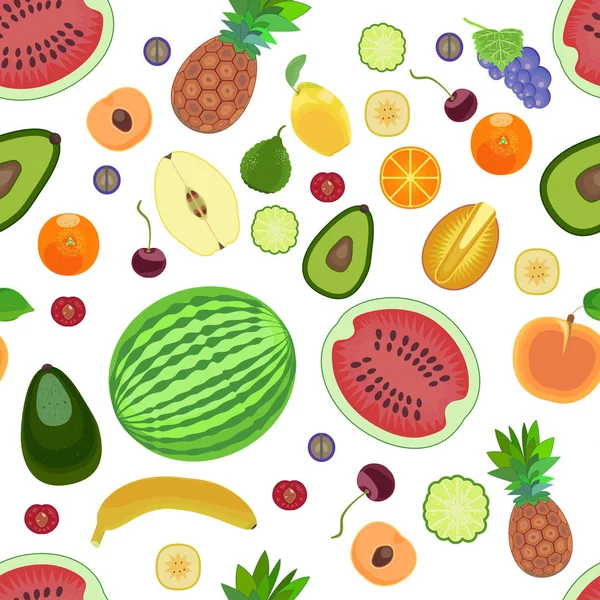 Modèle de différents types de fruits dans un style plat — Image vectorielle