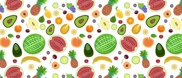 Modèle de différents types de fruits dans un style plat — Image vectorielle