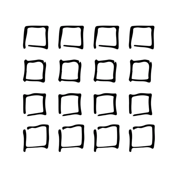 Set van hand getekende elementen. vierkante kaders — Stockvector