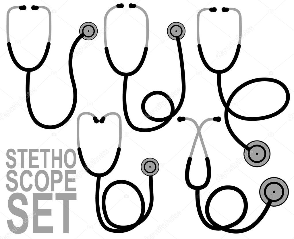 stethoscope SET icon isolated illustration