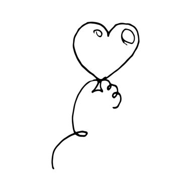 Balonun elle çizilmiş doodle'ı. Davet için mükemmel