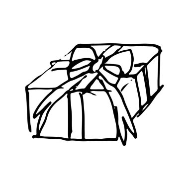 Elle çizilmiş karalama hediyesi. Davet, tebrik kartı için mükemmel