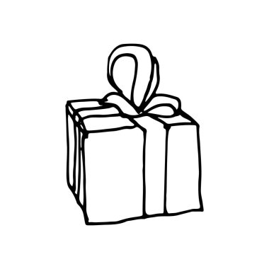 Elle çizilmiş karalama hediyesi. Davet, tebrik kartı için mükemmel