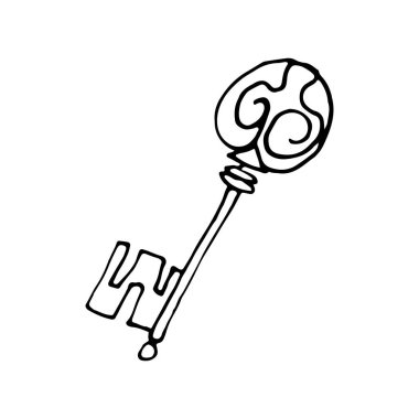 Elle çizilmiş karalama anahtarı. Davet, tebrik kartı için mükemmel