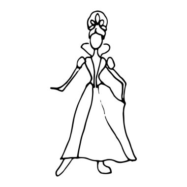 Prensesin elle çizilmiş doodle'ı. Davet, tebrik kartı için mükemmel