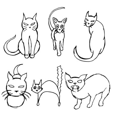 siyah kedi seti el çizmek