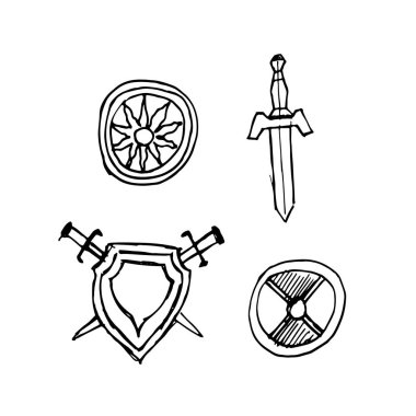 Elle çizilmiş karalama kalkanseti. Davet için mükemmel