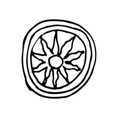 Elle çizilmiş bir kalkan doodle'ı. Davet, tebrik kartı için mükemmel