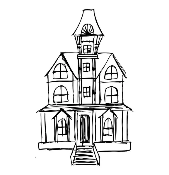 Ghost House fekete vonal — Stock Vector