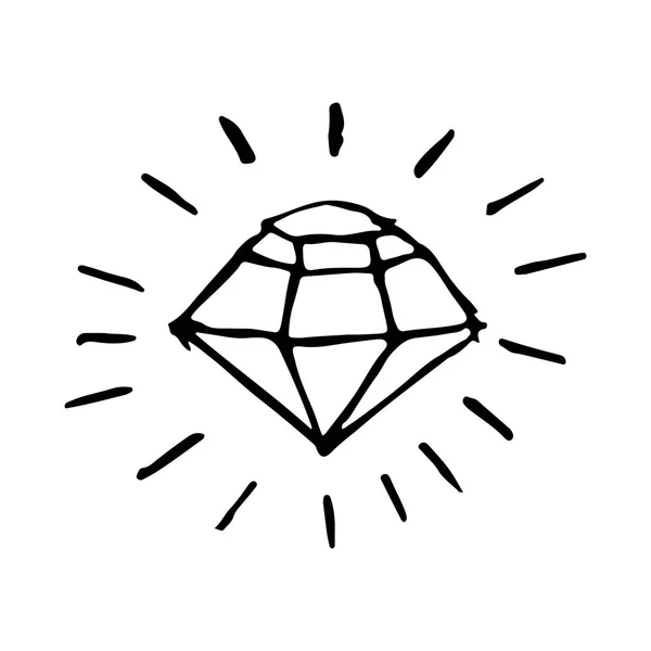 Käsin piirretty doodle diamond.Perfect kutsuun — vektorikuva