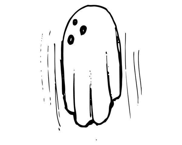 Whisper Ghost main dessiner. Caractère fantôme Costume mal — Image vectorielle