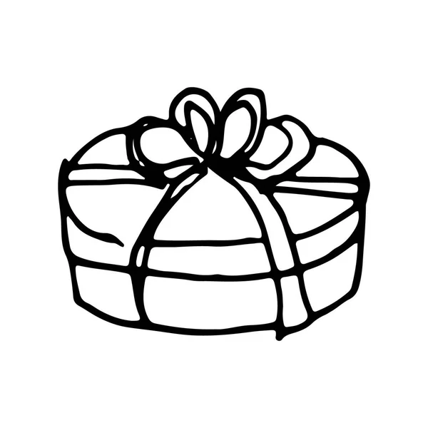 Cadeau de doodle dessiné à la main.Parfait pour invitation, carte de vœux — Image vectorielle