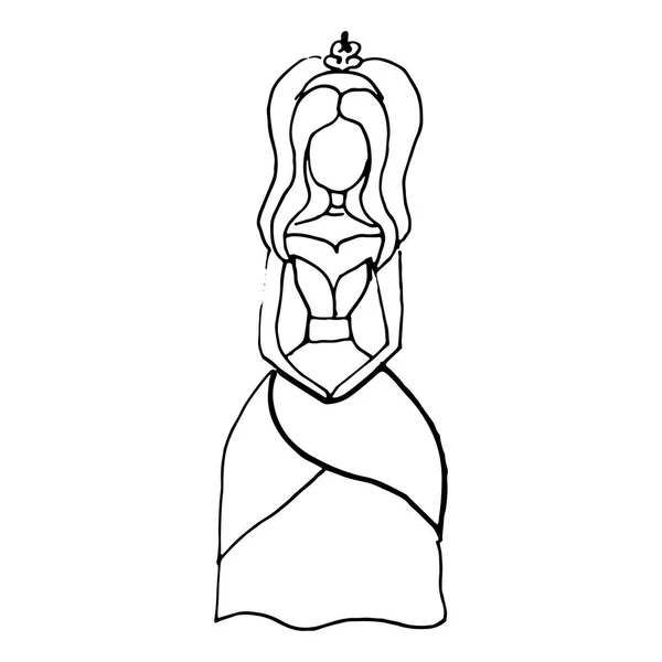 Gambar doodle tangan dari princess.Perfect untuk undangan, kartu ucapan - Stok Vektor