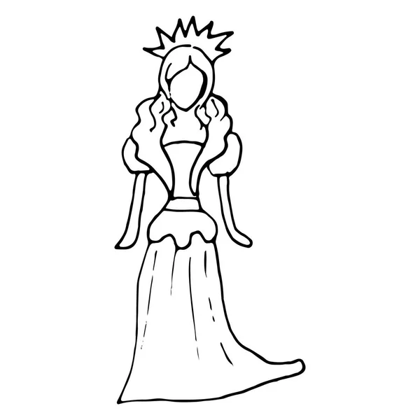 Handritad doodle av prinsessan. Perfekt för inbjudan, gratulationskort — Stock vektor