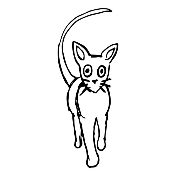 黒猫の手描き — ストックベクタ