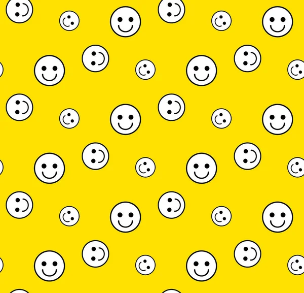Leende ansiktsmönster på gult — Stock vektor