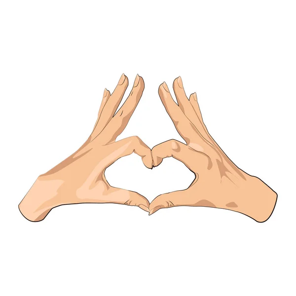 Mano formando una forma de corazón — Vector de stock