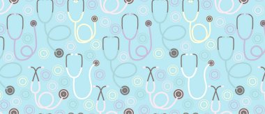 stetoskop simgesi ve daireleri ile desen