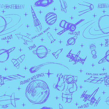 Uzay doodle illüstrasyon. Illüstrasyon.