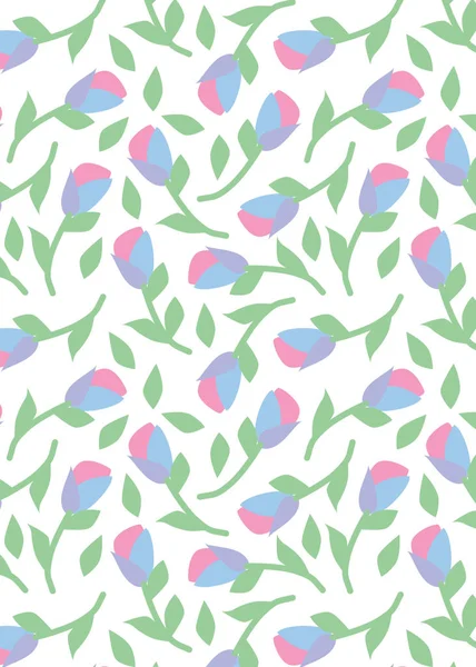 Modèle avec tulipes et feuilles — Image vectorielle