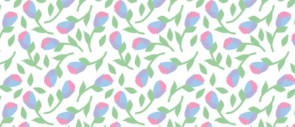 Modèle avec tulipes et feuilles — Image vectorielle