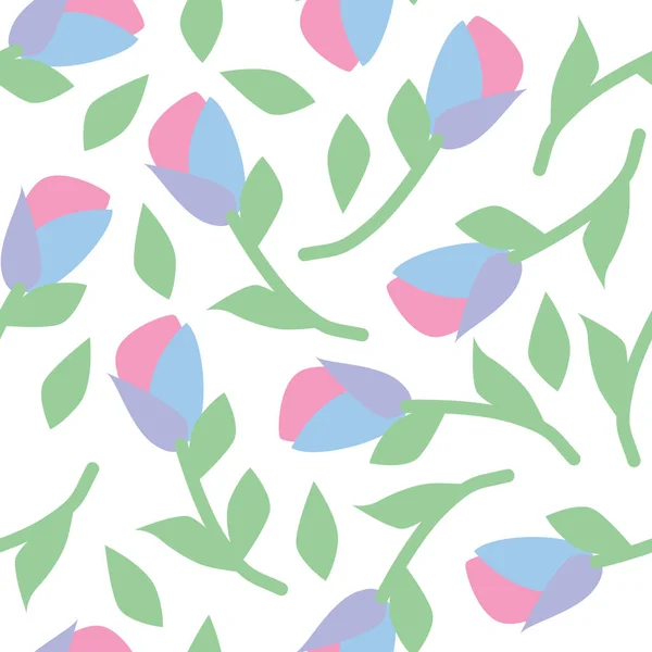 Pattern with Tulips and leaves — Stock Vector