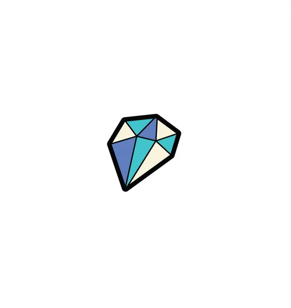 Diamant-Symbol mit schwarzer Linie, Diamant-Doodle — Stockvektor