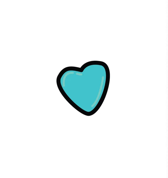Signe de coeur bleu dans le style plat avec noir — Image vectorielle