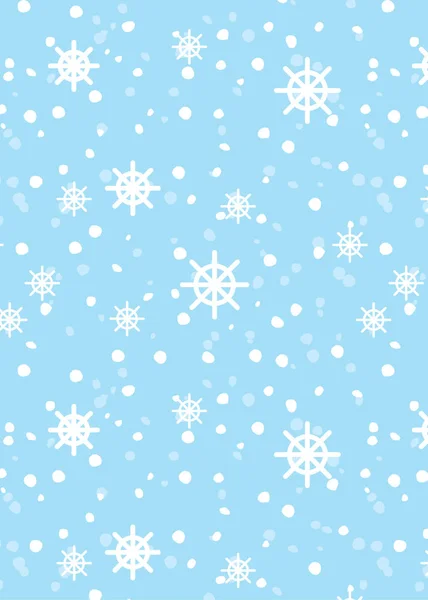 Patrón sin costuras con nieve cayendo en azul — Vector de stock