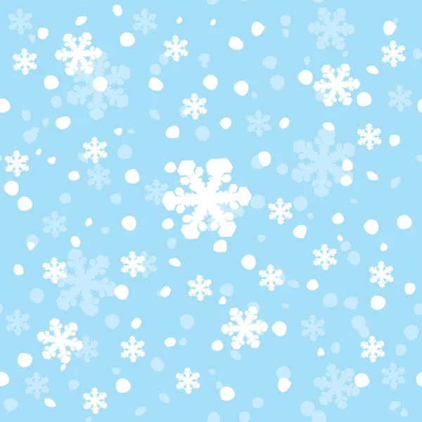 Patrón sin costuras con nieve cayendo en azul — Vector de stock