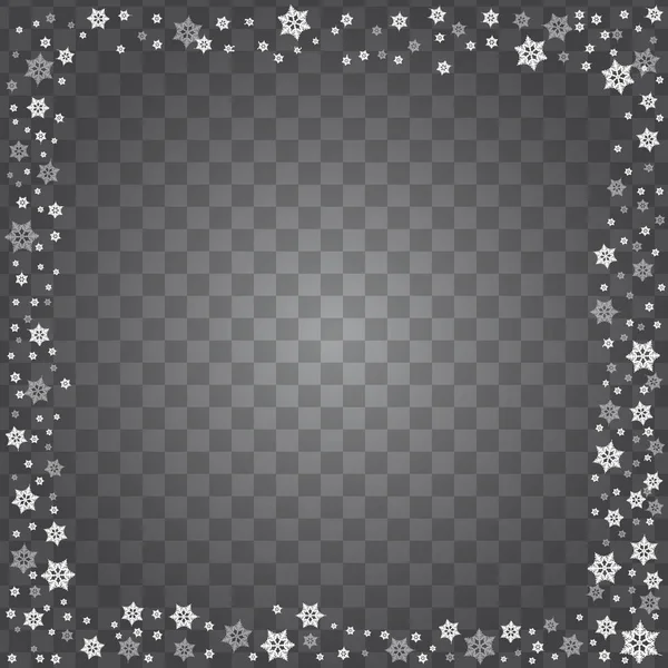 Vecteur de bordure de flocon de neige isolé sur fond transparent . — Image vectorielle