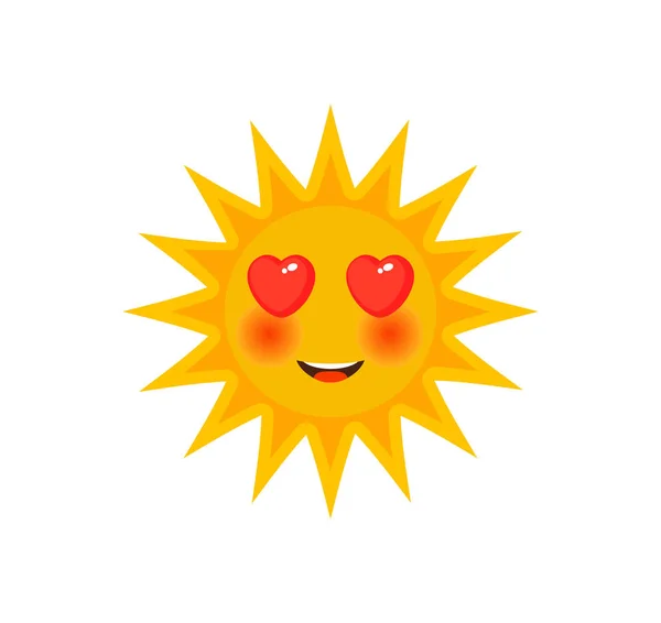 Personnage de dessin animé drôle de soleil avec des joues rousses — Image vectorielle