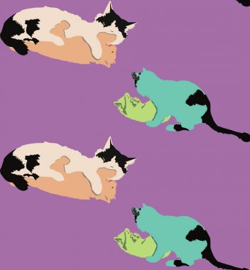 oynayan iki sevimli kedi yavruları ile desen