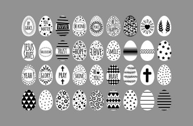 siyah geometri desenli paskalya yumurtaları koleksiyonu