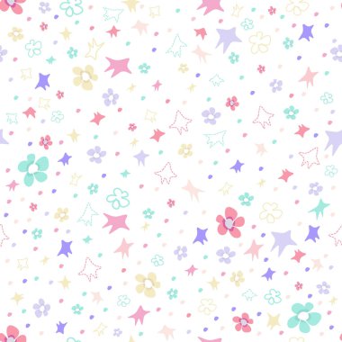 beyaz üzerinde çok renkli çiçekler ile desen