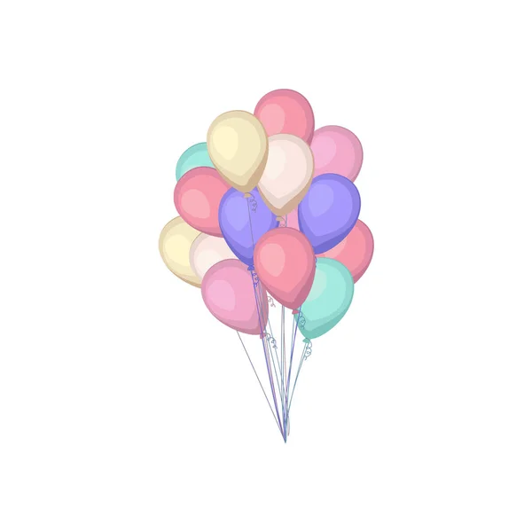 Csoport színes ballonok. Rakás léggömbök a rajzfilm lapos stílusban izolált — Stock Vector