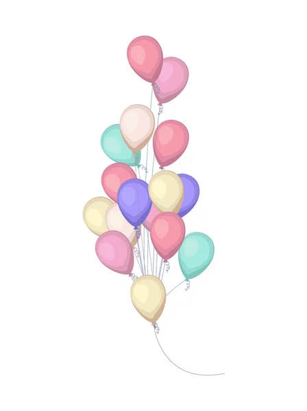 Groupe de ballons colorés. Couleur pastel brillant — Image vectorielle