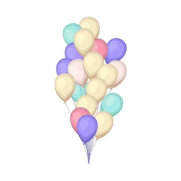 Grupy kolorowych balonów. Pęczek balonów w kreskówkowy płaski styl na białym tle. — Wektor stockowy