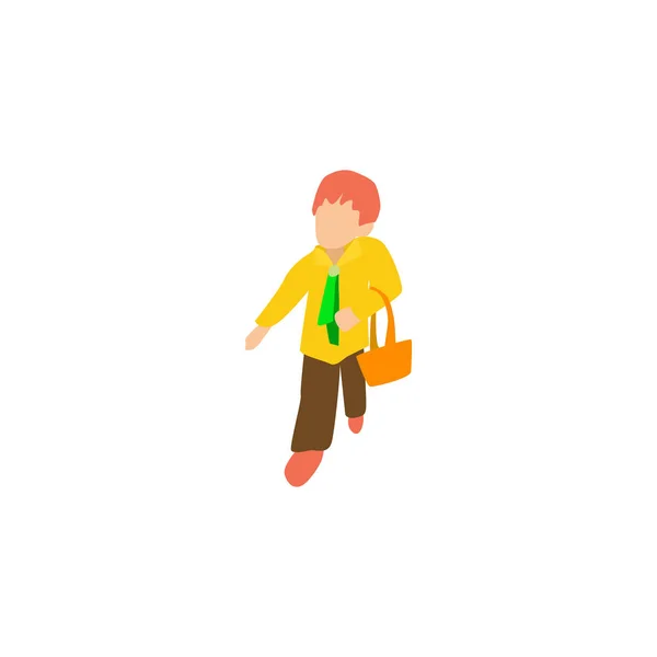 Мальчик с рыжими волосами рвется с корзиной — стоковый вектор