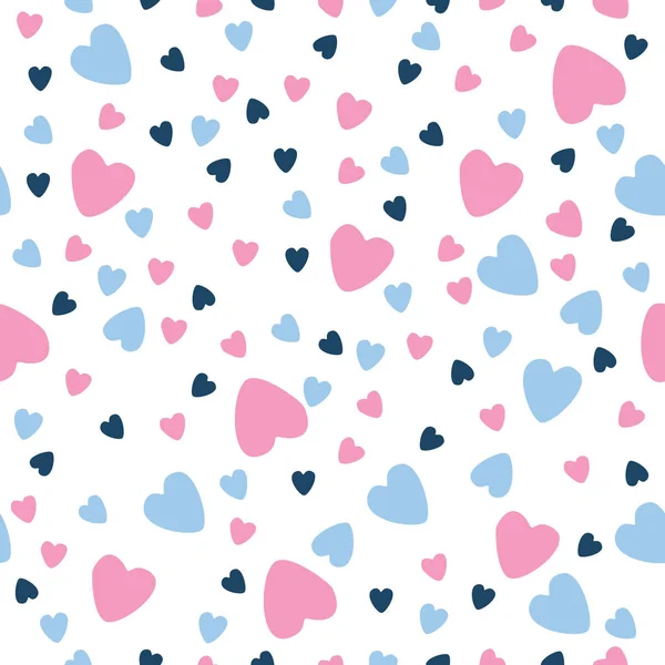 Wzór z niebieskimi i różowymi sercami. — Wektor stockowy
